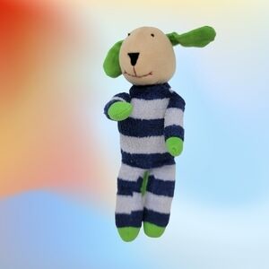 UNDER the Nile Organic Cotton Blue Scrappy Puppy Dog Green Ears Plush Toy.